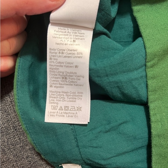 J. Crew Cotton Linen Blend Hunter Green Women’s Skirt Button Detail Size 10 - Picture 7 of 8